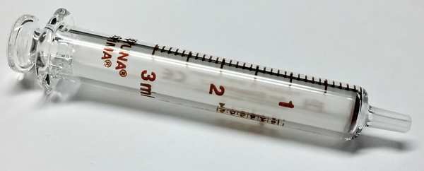 Reusable Glass Syringe, Glass Luer, 3 mL
