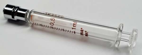 Glass Syringe, Metal Luer Lock, 1 mL