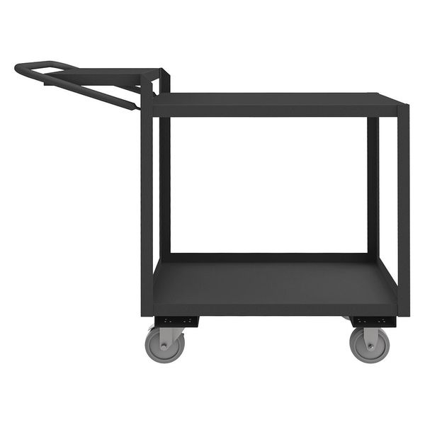 Steel Order-Picking Utility Cart with Lipped & Flush Metal Shelves, Flat, 2 Shelves, 1,200 lb
