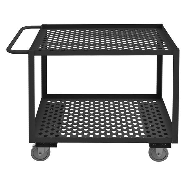 Steel Flow-Through Utility Cart with Perforated Lipped Metal Shelves, Flat, 2 Shelves, 1,200 lb