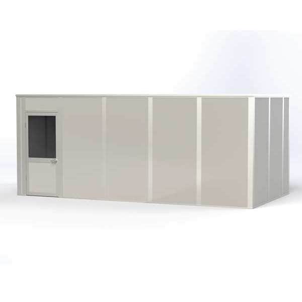 4-Wall Modular In-Plant Office, 8 ft H, 20 ft W, 10 ft D, Gray