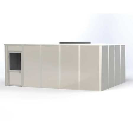 4-Wall Modular In-Plant Office, 8 ft H, 20 ft W, 16 ft D, Gray