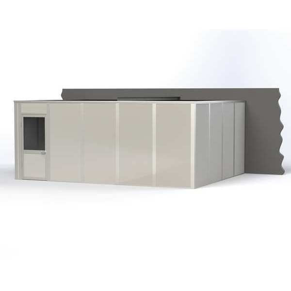 3-Wall Modular In-Plant Office, 8 ft H, 20 ft W, 16 ft D, Gray