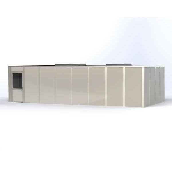 4-Wall Modular In-Plant Office, 8 ft H, 32 ft W, 16 ft D, Gray