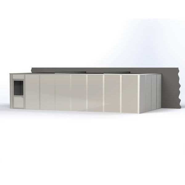 3-Wall Modular In-Plant Office, 8 ft H, 32 ft W, 16 ft D, Gray