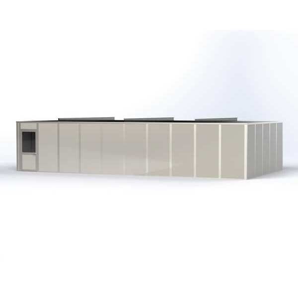 4-Wall Modular In-Plant Office, 8 ft H, 40 ft W, 20 ft D, Gray