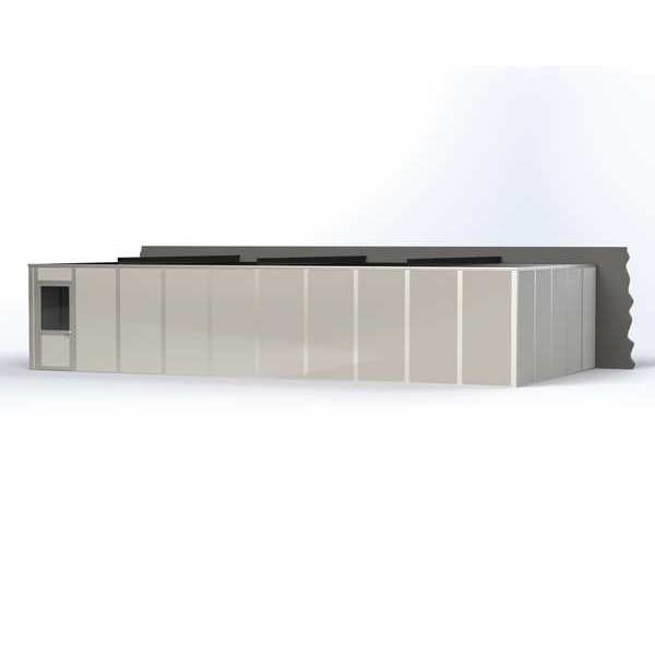 3-Wall Modular In-Plant Office, 8 ft H, 40 ft W, 20 ft D, Gray