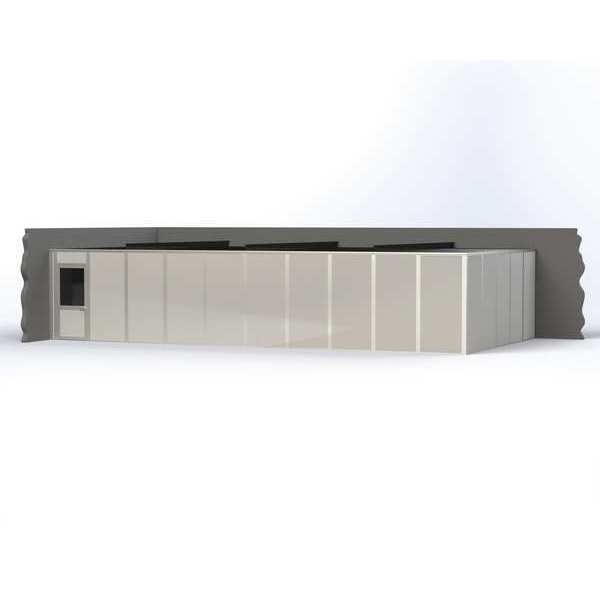 2-Wall Modular In-Plant Office, 8 ft H, 40 ft W, 20 ft D, Gray
