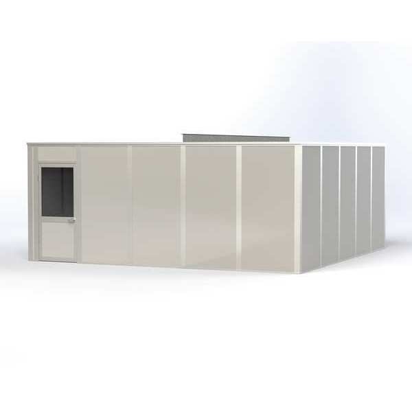 4-Wall Modular In-Plant Office, 8 ft H, 20 ft W, 20 ft D, Gray