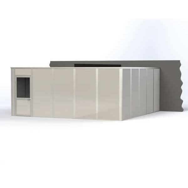 3-Wall Modular In-Plant Office, 8 ft H, 20 ft W, 20 ft D, Gray