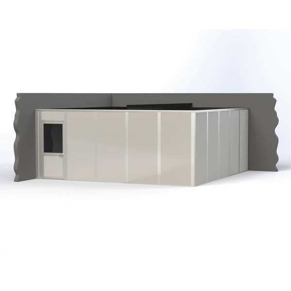 2-Wall Modular In-Plant Office, 8 ft H, 20 ft W, 20 ft D, Gray