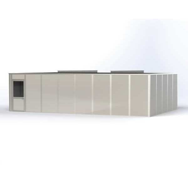 4-Wall Modular In-Plant Office, 8 ft H, 32 ft W, 20 ft D, Gray