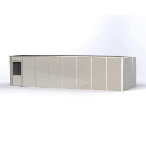 4-Wall Modular In-Plant Office, 8 ft H, 32 ft W, 12 ft D, Gray