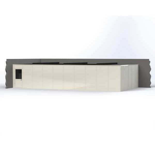 2-Wall Modular In-Plant Office, 8 ft H, 40 ft W, 20 ft D, White