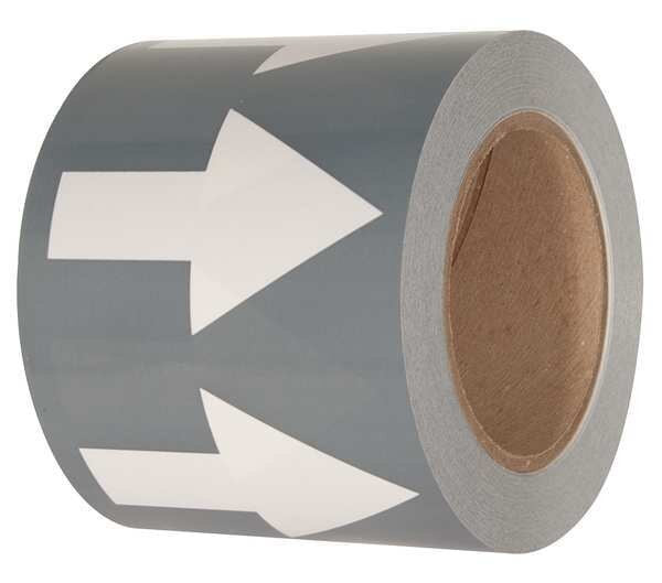 Arrow Tape, Gray/White, 4 in. W, 108 ft. L