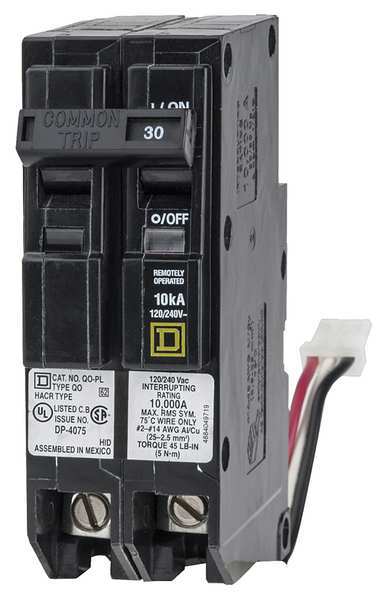 Miniature Circuit Breaker, 30 A, 120/240V AC, 2 Pole, Plug In Mounting Style, QO Series