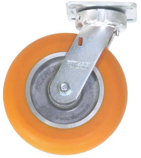 Kingpinless Swivel Plate Caster, Polyurethane, 1200 lb