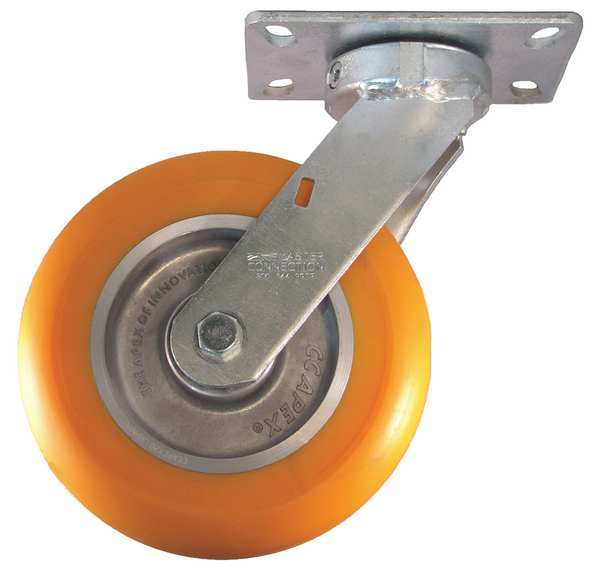 Kingpinless Swivel Plate Caster, Polyurethane, 1200 lb