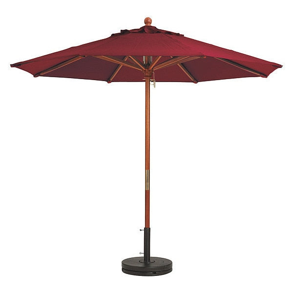 Market Wood Patio Umbrella, 9 ft., Wooden Pole, Burgundy