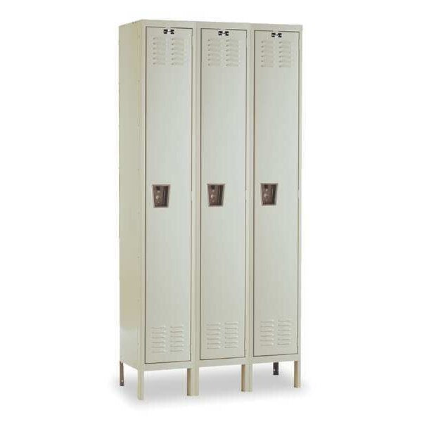 Wardrobe Locker, 36 in W, 15 in D, 66 in H, (1) Tier, (3) Wide, Tan
