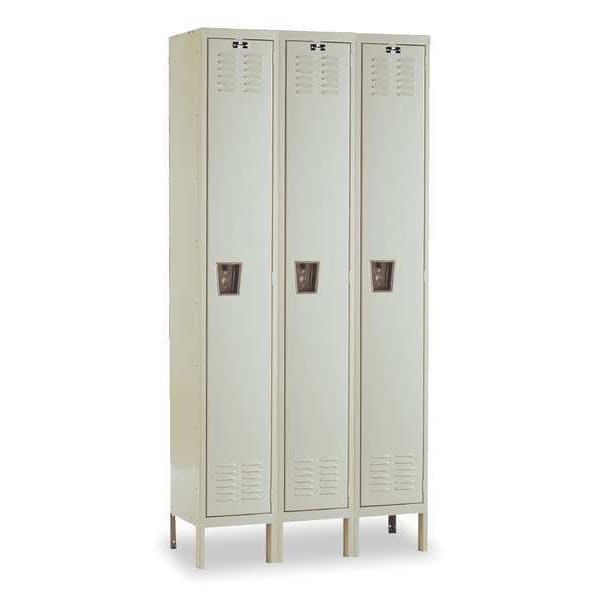 Wardrobe Locker, 36 in W, 18 in D, 66 in H, (1) Tier, (3) Wide, Tan