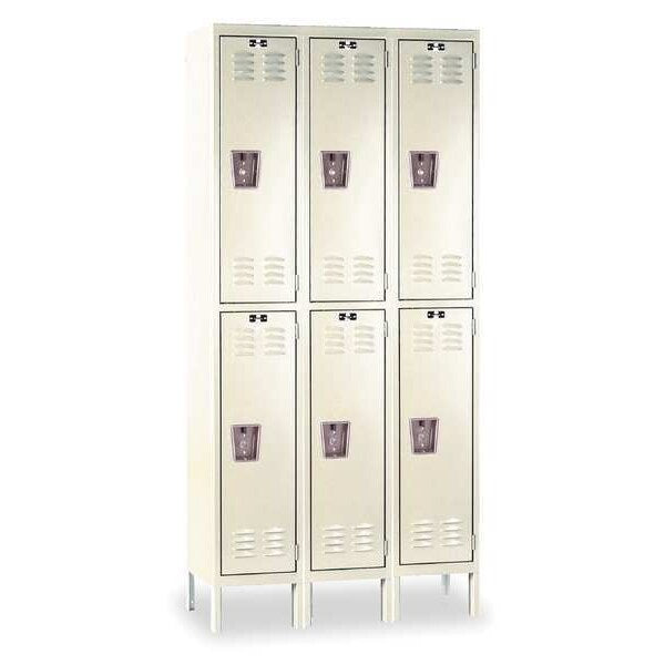 Wardrobe Locker, 45 in W, 21 in D, 78 in H, (2) Tier, (3) Wide, Tan